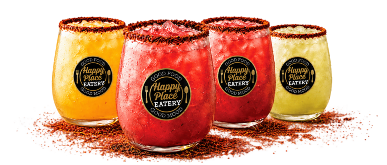 Happy Place Margaritas in strawberry, mango, watermelon and lemon lime